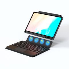 Samsung Galaxy Tab S10 FE Plus Border Keyboard Bluetooh Bağlantılı Standlı Klavyeli Tablet Kılıfı