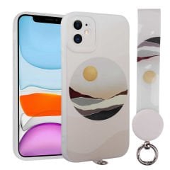 iPhone 11 Kılıf Desenli El Askılı İpli Arte Silikon Kapak