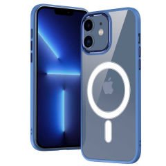 iPhone 12 Kılıf Wireless Şarj Özellikli Krom Magsafe Silikon Kapak