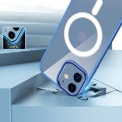 iPhone 12 Kılıf Wireless Şarj Özellikli Krom Magsafe Silikon Kapak