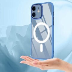 iPhone 12 Kılıf Wireless Şarj Özellikli Krom Magsafe Silikon Kapak