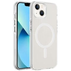 iPhone 15 Plus Kılıf Magsafe Şarj Özellikli Buzlu Transparan C-Pro Sert Kapak