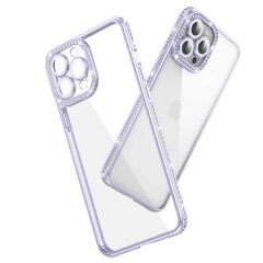 iPhone 12 Pro Max Kılıf Kamera Korumalı Taşlı Mina Kapak