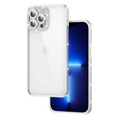 iPhone 12 Pro Max Kılıf Kamera Korumalı Taşlı Mina Kapak