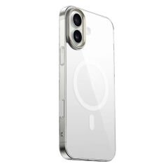 iPhone 16 Plus Kılıf Magsafe Şarj Özellikli Şeffaf Cam Arka Yüzey G-Glass Kapak