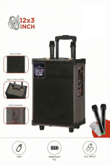 D46 Kahverengi USB, TF, BT, TWS, FM Çift Mikrofonlu Hoparlör Parti Speaker