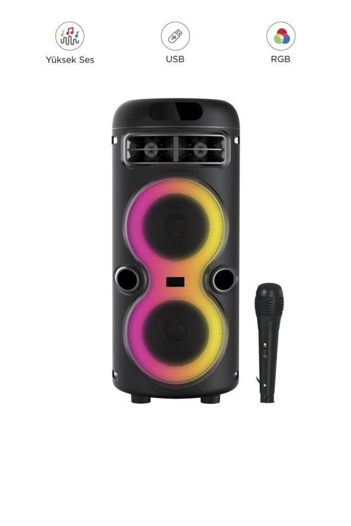 RGB Işıklı  Kablolu Mikrofonlu Bluetooth TWS Hoparlör Speaker