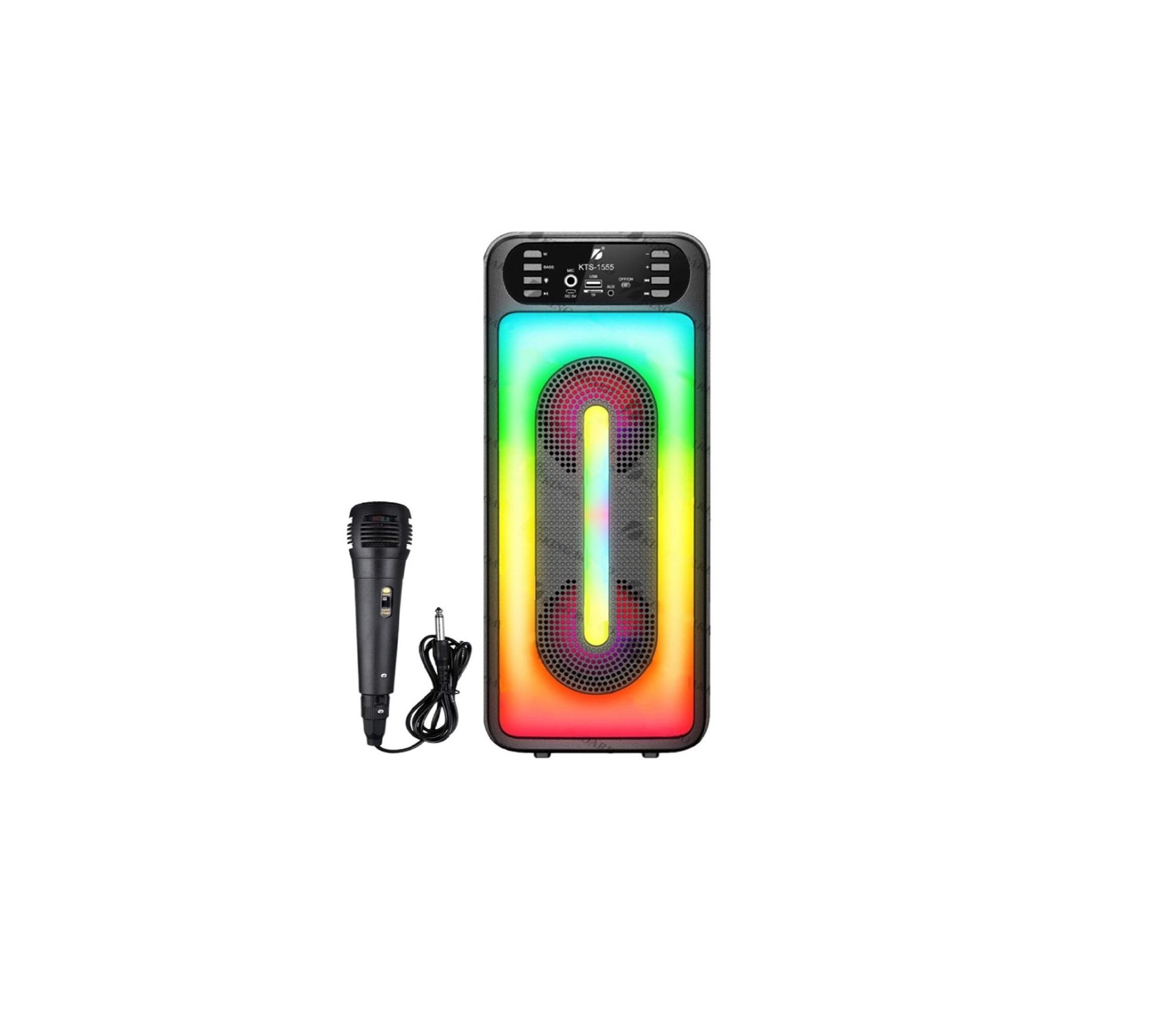 1555 Rgb Ledli Taşinabilir Bluetooth Kablolu Mikrofonlu Radyolu Hopörlör Parti Speaker Usb/Sd