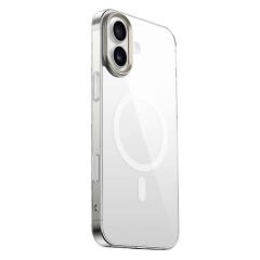 iPhone 16 Kılıf Magsafe Şarj Özellikli Şeffaf Cam Arka Yüzey G-Glass Kapak