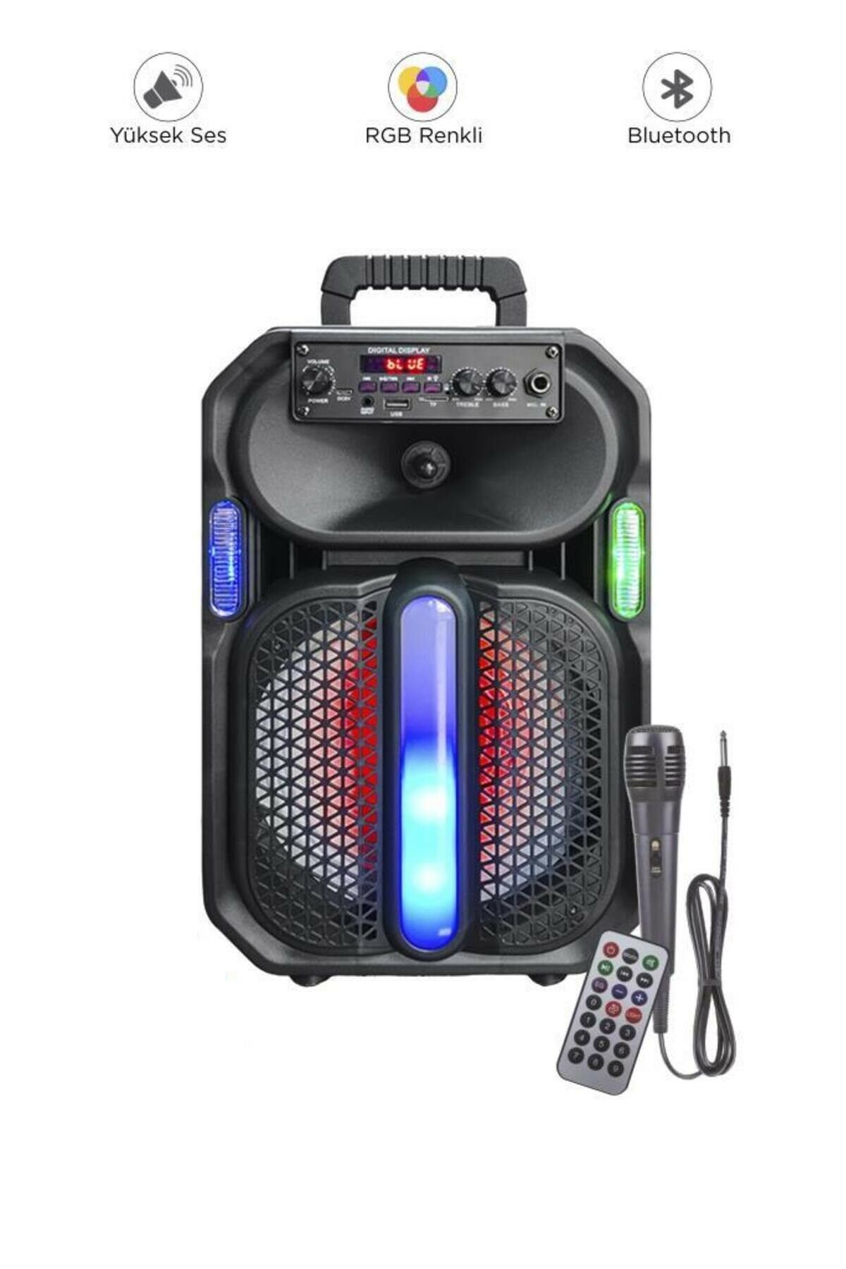 D26 RGB Işıklı Mikrofonlu Kumandalı USB/TF/FM/MIC/BT Bluetooth Hoparlör
