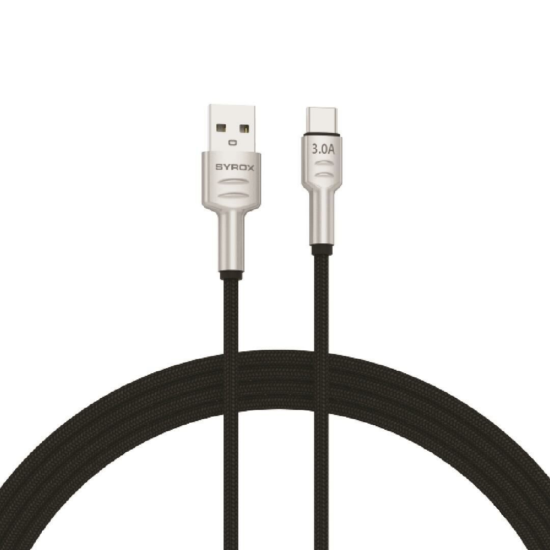 Syrox C133AT 3.0A Hasir Metal Başlikli Type-C Hızlı Şarj & Data Kablosu