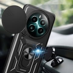 Realme 12 Plus Kılıf Magnetik Standlı Kamera Korumalı Sürgülü Vega Kapak