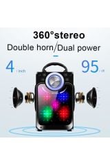 822S Ledli Kumandalı Bluetooth Hoparlör Usb-Tf-Fm Radyo Siyah