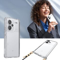 Xiaomi Redmi Note 13 Pro Plus 5G Kılıf Airbagli Takılabilir Askı Aparatlı Snap Silikon Kapak Şeffaf