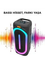 D63 2x8’’ 50 W Güçlü Bass RGB Işıklı Kablosuz Mikrofonlu Fm Bluetooth Hoparlör Speaker