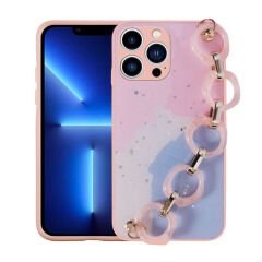 iPhone 12 Pro Max Kılıf Simli Desenli El Askılı Tutacaklı Elsa Silikon Kapak