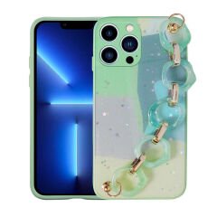 iPhone 12 Pro Max Kılıf Simli Desenli El Askılı Tutacaklı Elsa Silikon Kapak