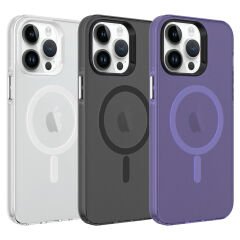 iPhone 14 Pro Max Kılıf  Magsafe Şarj Özellikli Buzlu Transparan C-Pro Sert Kapak kılıf