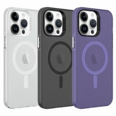 iPhone 14 Pro Max Kılıf  Magsafe Şarj Özellikli Buzlu Transparan C-Pro Sert Kapak kılıf