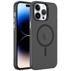 iPhone 14 Pro Max Kılıf  Magsafe Şarj Özellikli Buzlu Transparan C-Pro Sert Kapak kılıf