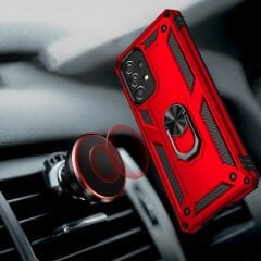 Samsung Galaxy A73 Kılıf Vega Tank Sert Yüzüklü Standlı Zırh Koruma Kapak