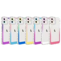 iPhone 11 Kılıf Simli ve Renk Geçiş Tasarımlı Lens Korumalı Park Kapak