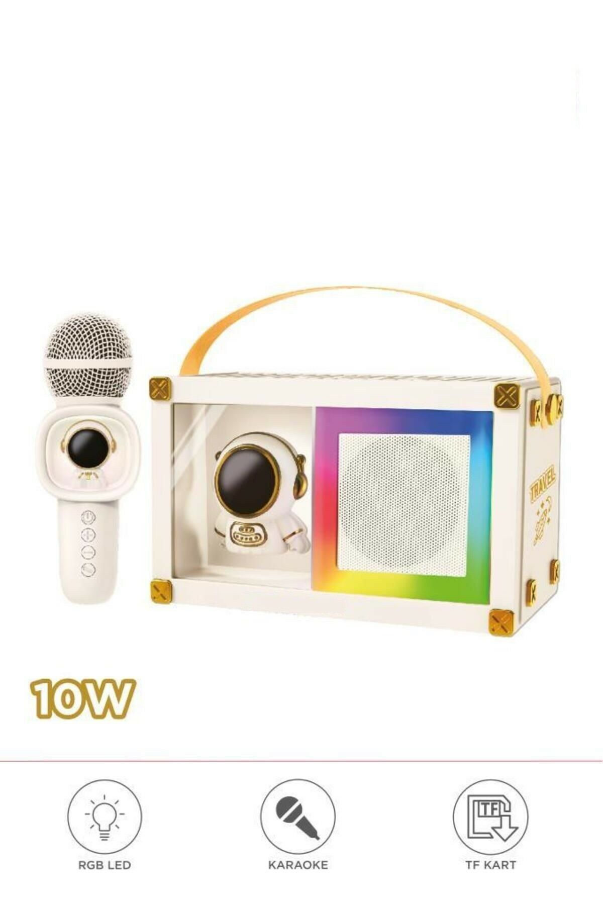 06 RGB Astronot Figürlü Mikrofonlu Karaoke Bluetooth Hoparlör