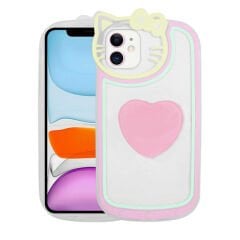 iPhone 12 Kılıf Kedi Figürlü Transparan Pop Soketli Ritmik Kapak