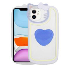 iPhone 12 Kılıf Kedi Figürlü Transparan Pop Soketli Ritmik Kapak