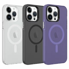 iPhone 14 Pro Kılıf Magsafe Şarj Özellikli Buzlu Transparan C-Pro Sert Kapak kılıf