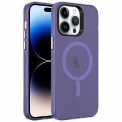 iPhone 14 Pro Kılıf Magsafe Şarj Özellikli Buzlu Transparan C-Pro Sert Kapak kılıf