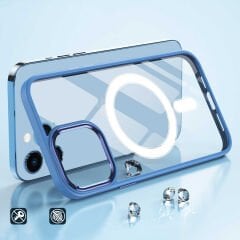 iPhone 12 Pro Max Kılıf Wireless Şarj Özellikli Krom Magsafe Silikon Kapak