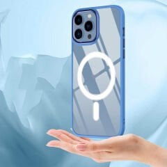 iPhone 12 Pro Max Kılıf Wireless Şarj Özellikli Krom Magsafe Silikon Kapak