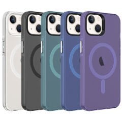 iPhone 14 Kılıf Magsafe Şarj Özellikli Buzlu Transparan C-Pro Sert Kapak kılıf