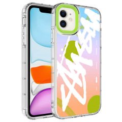 iPhone 12 Kılıf Kamera Korumalı Renkli Desenli Sert Silikon Korn Kapak