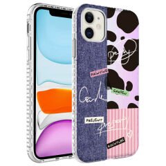 iPhone 11 Kılıf Airbag Kenarlı Renkli Desenli Silikon Elegans Kapak