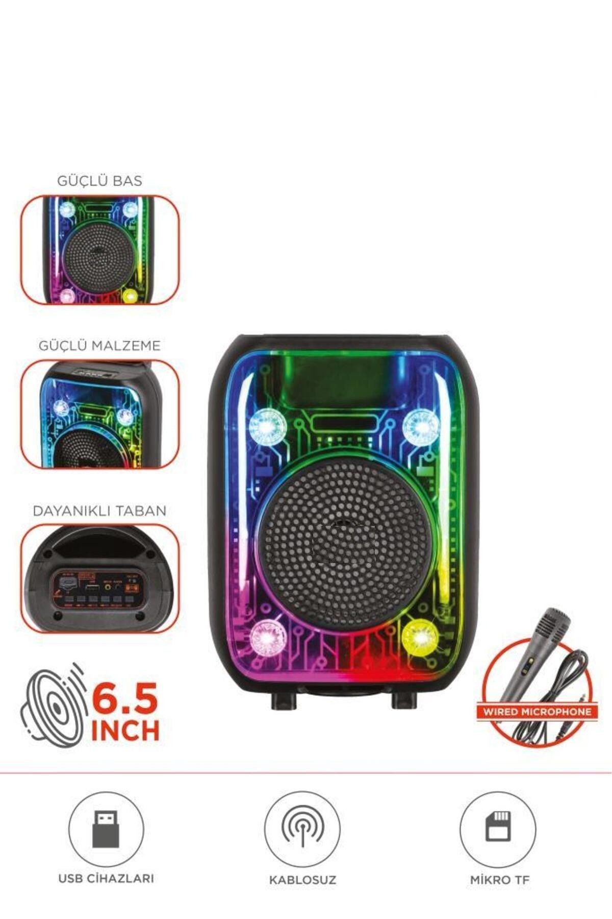 D66 Siyah Kablolu Mikrofonlu Bluetooth Hoparlör