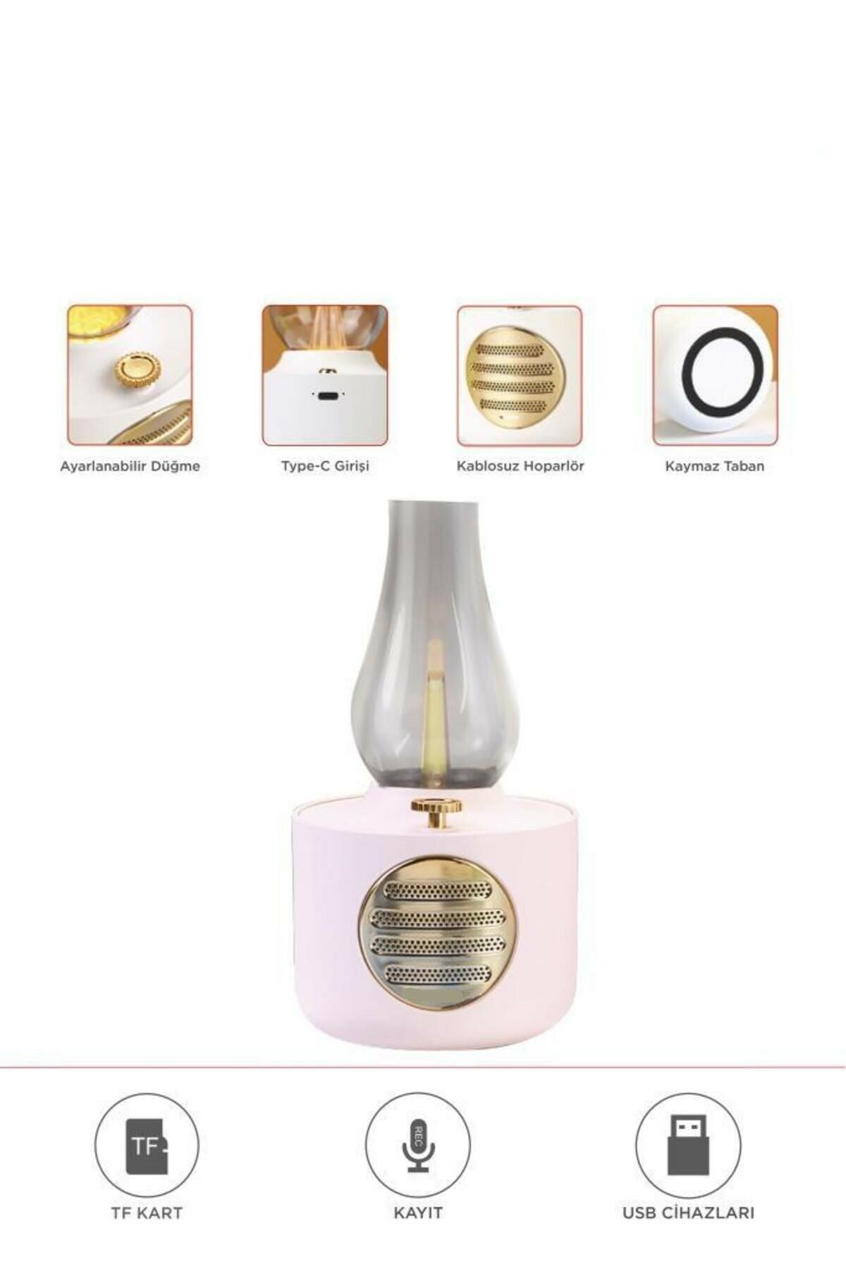 Vintage Gaz Lambası Taşınabilir Bluetooth Speaker Ayarlanabilir Işıklı USB Şarjlı