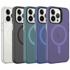 iPhone 13 Pro Kılıf Magsafe Şarj Özellikli Buzlu Transparan C-Pro Sert Kapak kılıf
