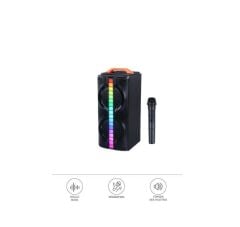 1790 Kablosuz Mikrofonlu RGB Ledli Taşınabilir Bluetooth Hoparlör Parti Speaker