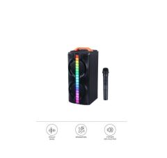 1790 Kablosuz Mikrofonlu RGB Ledli Taşınabilir Bluetooth Hoparlör Parti Speaker