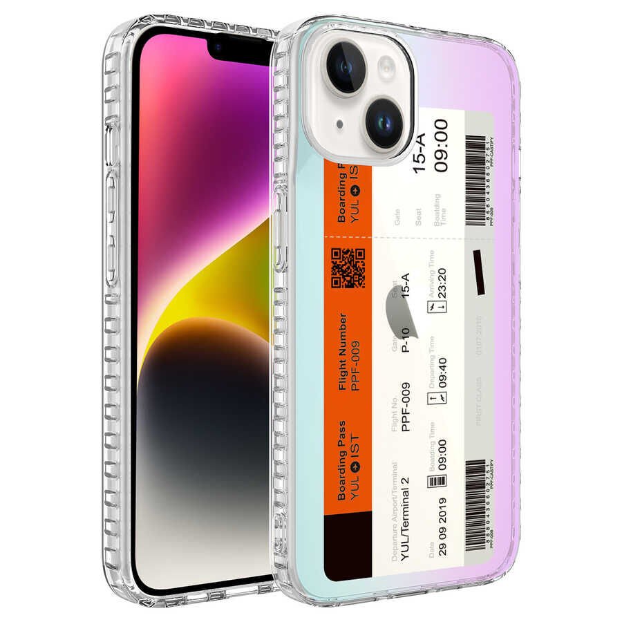 iPhone 14 Plus Kılıf Airbag Kenarlı Renkli Desenli Silikon Elegans Kapak