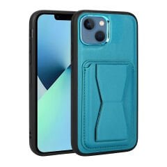 iPhone 13 Kılıf Kartlıklı Standlı ​Pu Deri emo Kapak