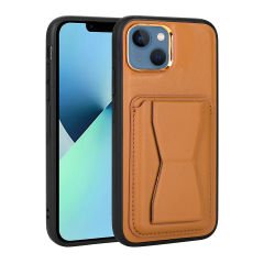 iPhone 13 Kılıf Kartlıklı Standlı ​Pu Deri emo Kapak