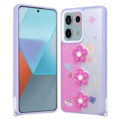 Xiaomi Redmi Note 13 Pro 5G Kılıf Parlayan Simli Kabartma Figürlü Cevze Kapak