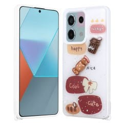 Xiaomi Redmi Note 13 Pro 5G Kılıf Parlayan Simli Kabartma Figürlü Cevze Kapak