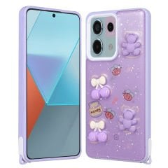 Xiaomi Redmi Note 13 Pro 5G Kılıf Parlayan Simli Kabartma Figürlü Cevze Kapak