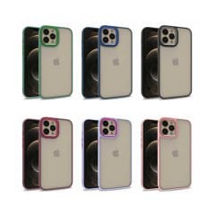 iPhone 12 Pro Max Kılıf Kamera Çıkıntılı Arkası Şeffaf Köşeleri Parlak Renkli Işlemeli Flora Kapak