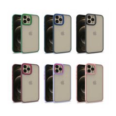 iPhone 12 Pro Max Kılıf Kamera Çıkıntılı Arkası Şeffaf Köşeleri Parlak Renkli Işlemeli Flora Kapak