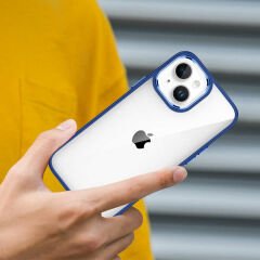 iPhone 14 Plus Kılıf Kamera Çıkıntılı Arkası Şeffaf Köşeleri Parlak Renkli Işlemeli Flora Kapak